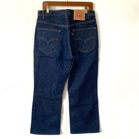 Vintage Levi’s 517 Bootcut Jeans Rigid Dark Wash Denim 90s Retro Hemmed Mens 34 - Picture 6 of 12